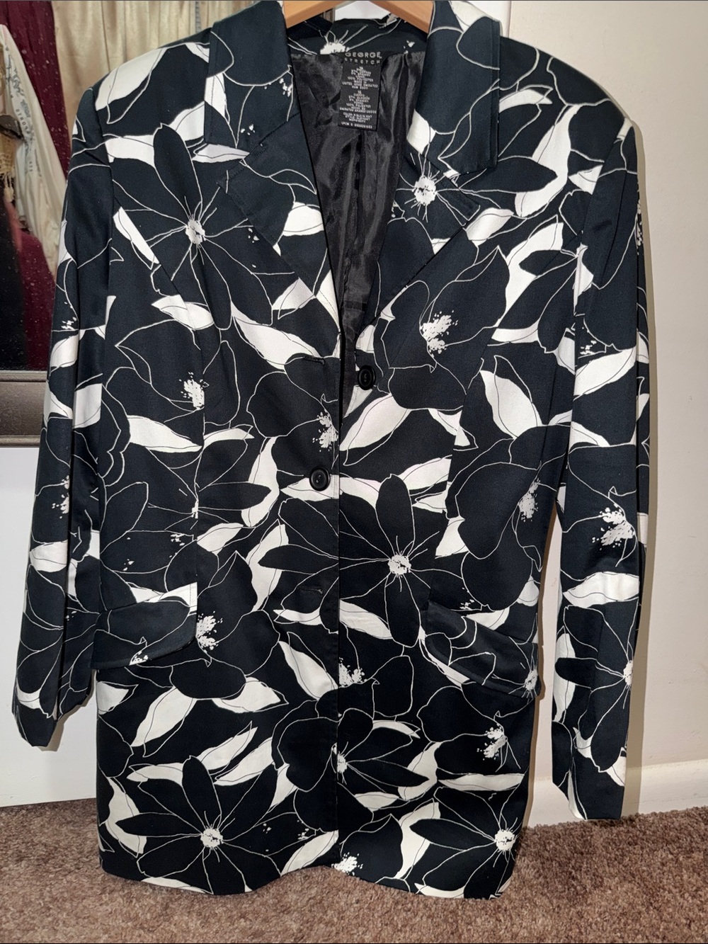 George Black and White Floral Blazer Jacket